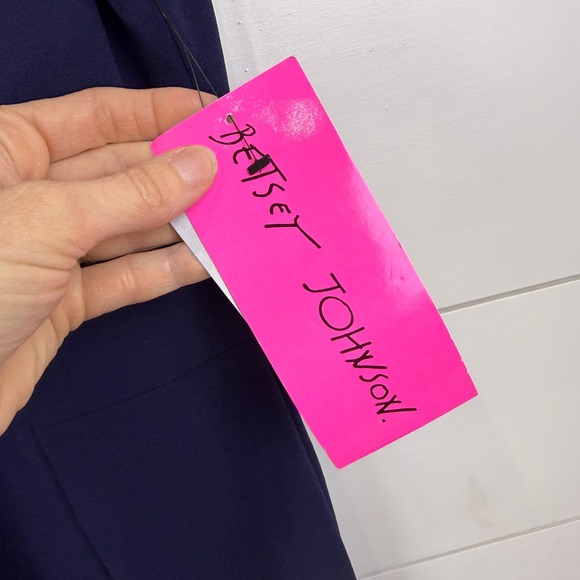 NEW Betsey Johnson Navy Ruffle Hem Sheath MIDI Dress Women 6 FLOUNCE FEMININE - Picture 4 of 14